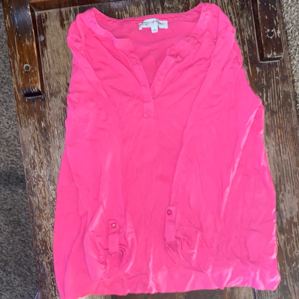 Jones New York Sport Small V-Neck Long Sleeve Top, Pink